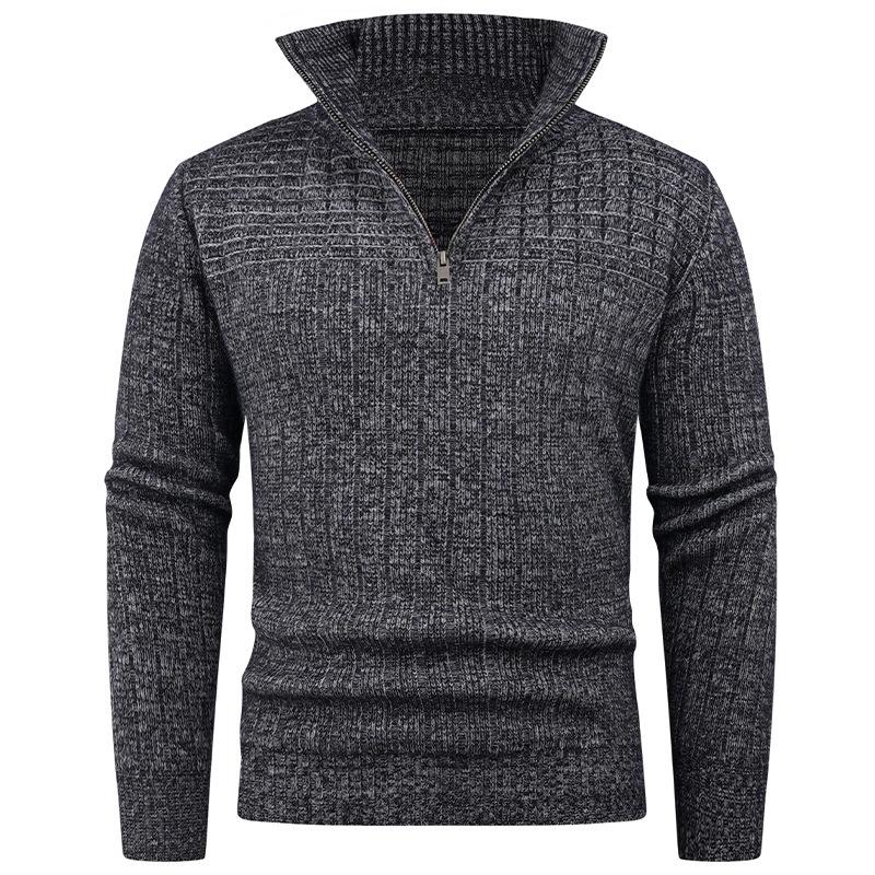 Sweater Men's Autumn and Winter New Style Men's Fashion Trend Semi-zipper Sweater Men's Knitted Sweater