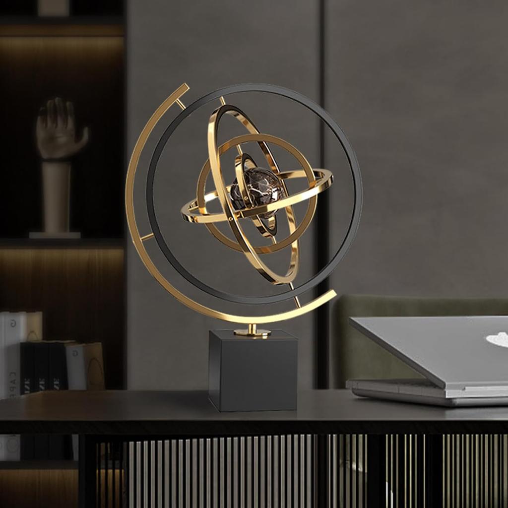 Modern Globe Sculpture - Stainless Steel Multi-Dimensional Home Office Decor, Perfect Gift for Art Lovers (S)