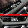 For Toy Ota RAV4   Silver  Carbon Fiber Style Interior Middle Center Console Air Condition Vent Outlet Cover Trim