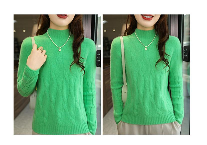 2026 Autumn/Winter Women's Slim Fit Half-High Neck Pure Wool Knitwear