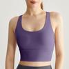 Women's Shockproof Seamless Cross-Back Fitness Yoga Vest with Breathable Design and Integrated Chest Pad