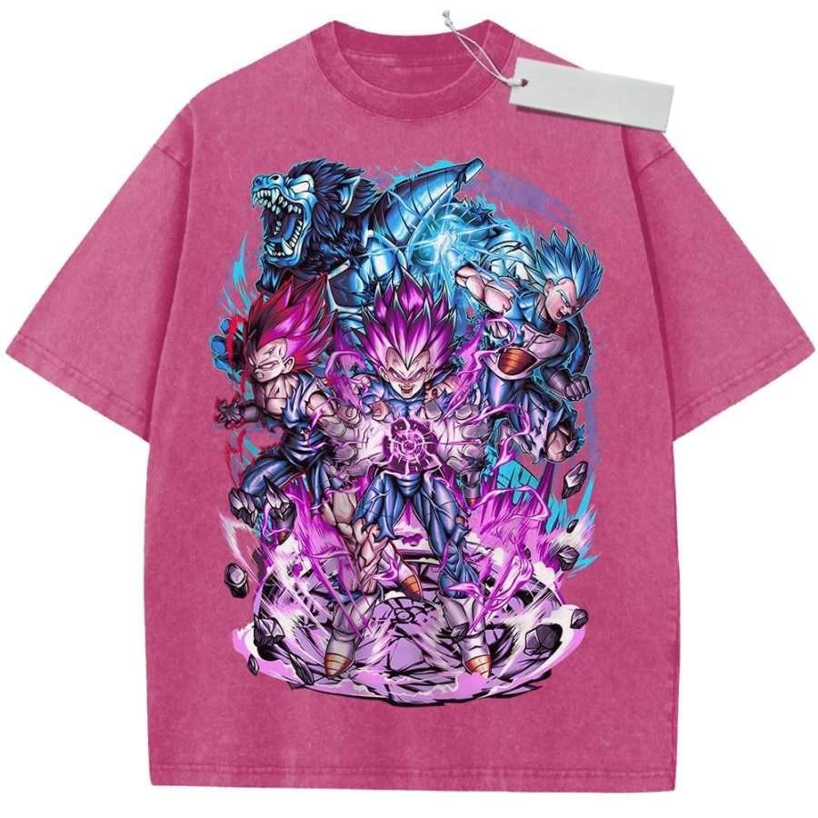 Vintage Washed Black TShirt Dragon Ball Anime Super Saiyan Goku Print Oversized Streetwear for Casual Daily Wear and Campus