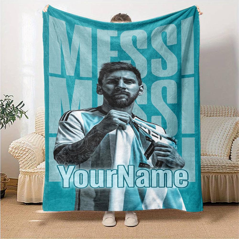 Messi Personalized Name Blanket Multi-purpose Customizable Blanket Soft Warm Cozy for Home Decor Livingroom Picnics Office Chair Four Seasons Universa
