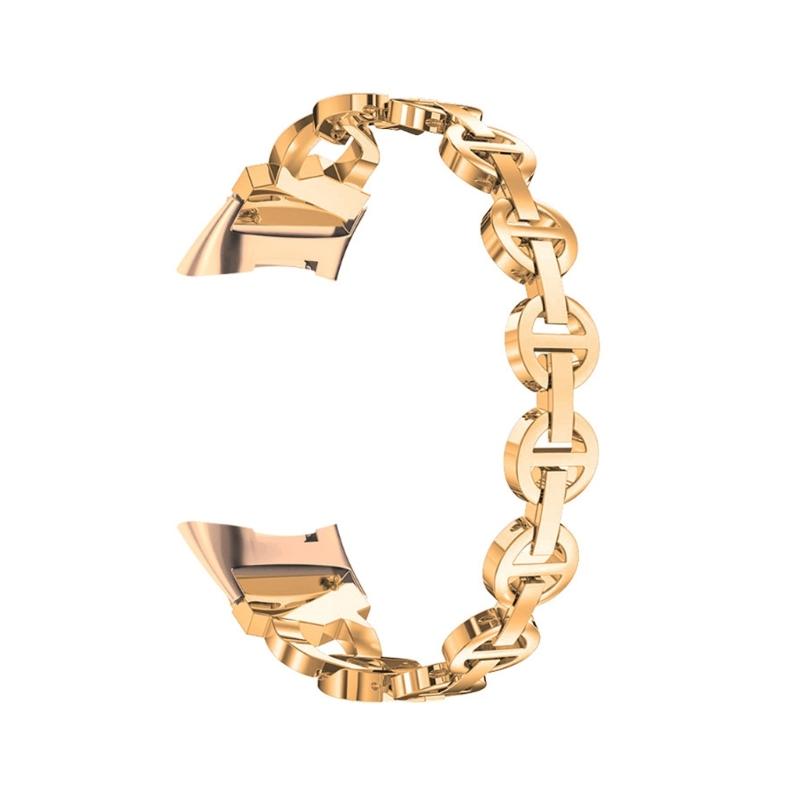 Stainless Steel Watch Bands For Men Rhinestones Watch Straps For Charge 5 Replacement Watchband розового золота