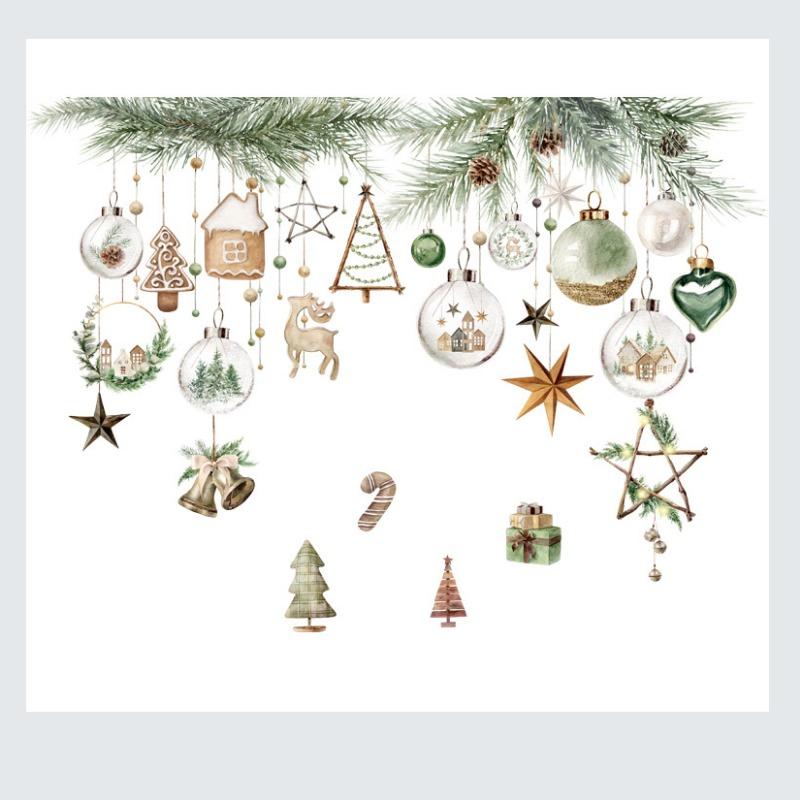 2025 Novoroční samolepky na okno Vánoční dekorace Santa Claus Sněhulák Samolepka na vánoční stromek Dekorace na skleněné okno Obtisk Vánoční dárek