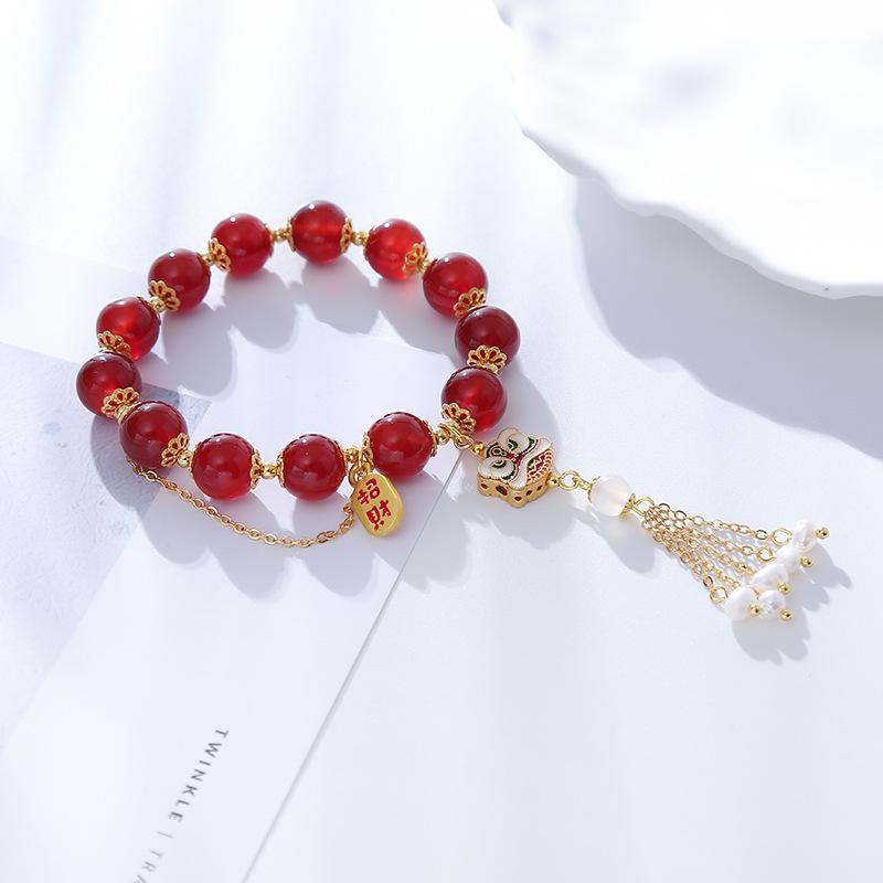 Antique Agate Red Freshwater Pearl Bracelet. Fashion Women Daily Jewelry Lucky Gift