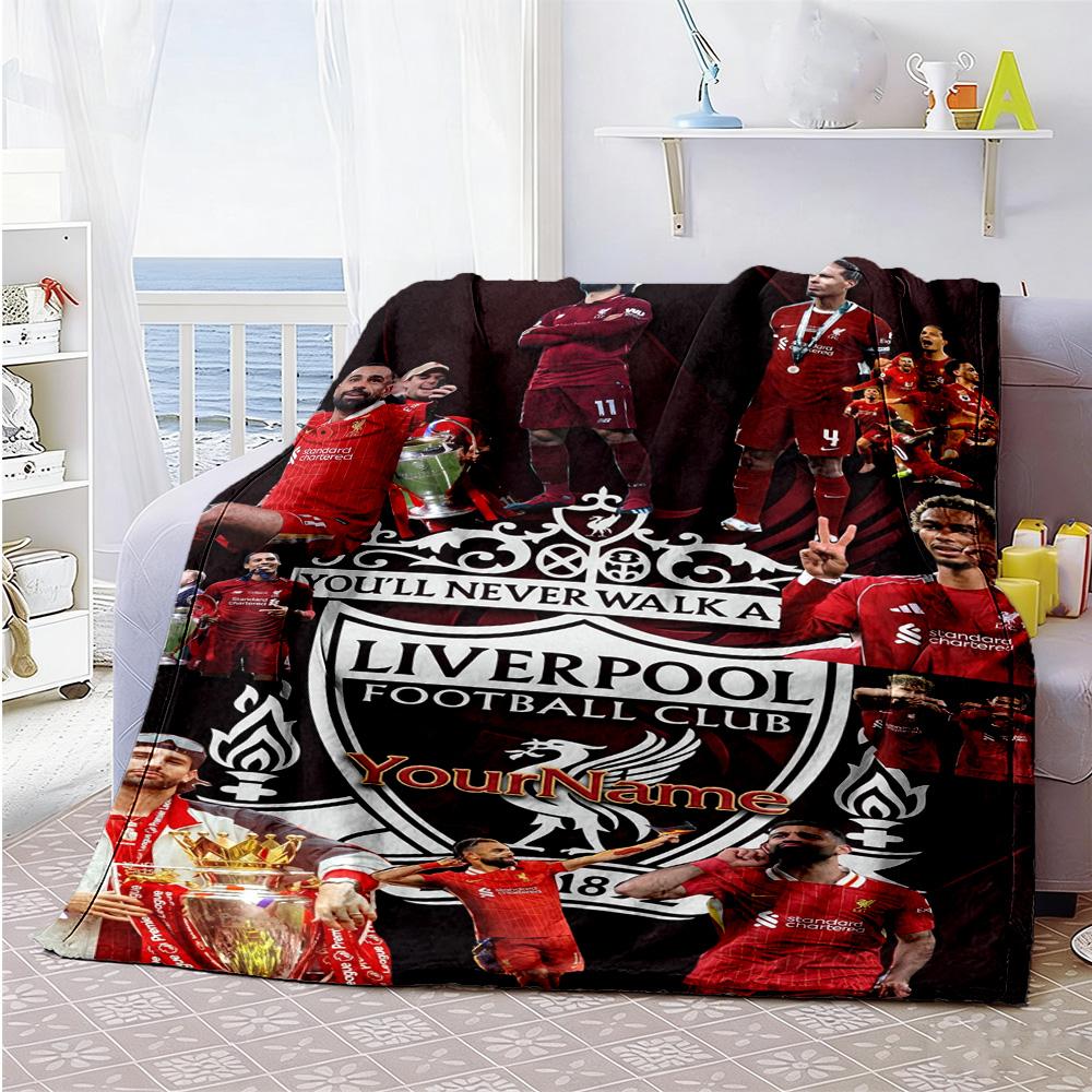 Liverpool Customize Your Name Blanket Throw Customizable Blanket Warmthful Decor Suitable for Couch Sofa Bed Nap Four Seasons Multipurpose