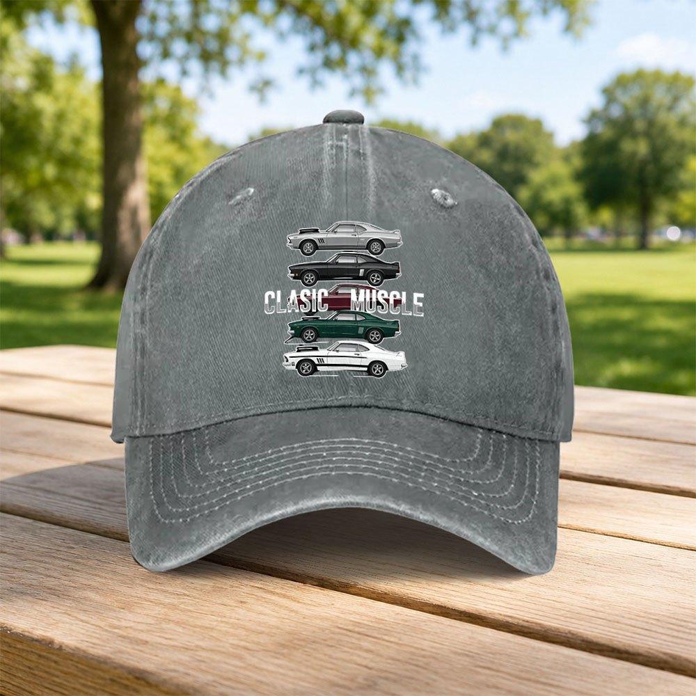 Classic Muscle Car Washed Baseball Cap Unisex Dad Hat Retro Sports Casual Fashion