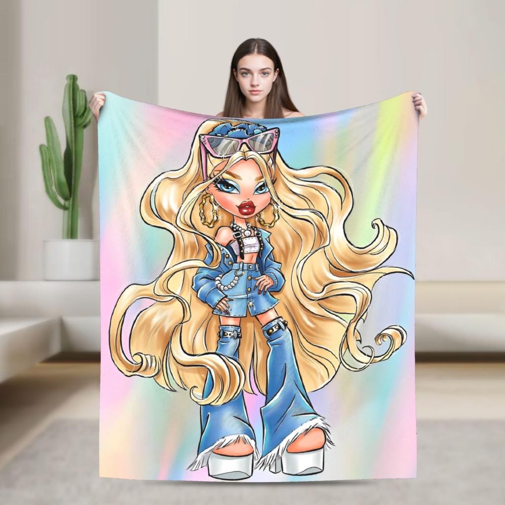 Bratz City Girls Asthetic Y2kchildhood Blanket Plush Funny Soft Throw Blankets for Home Textile Decor
