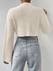 European & American Women's Solid Color Knit Bell Sleeve Cropped Sweater