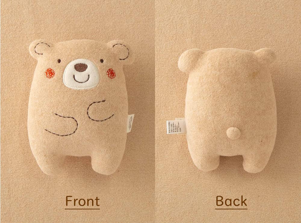 Size M Made In Amorosa Mamma Organic Cotton Squishy Bear with Baby Plush Toy for First Toy (19cm) Off-White, Japan, Bell, Toy, Newborns,