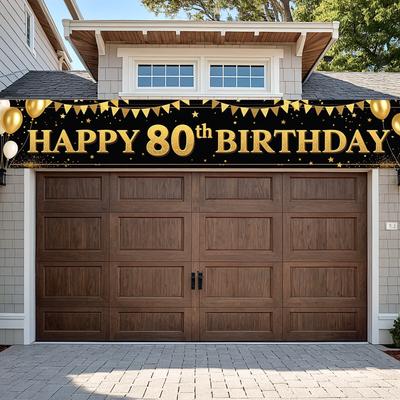 Balloon Accents Milestone Birthday Banner 80th Birthday Decoration Happy 80th Birthday Banner For Photo Shoot Milestone