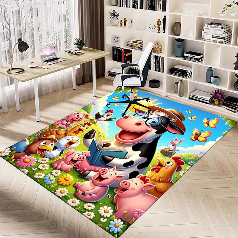 1PC Cow Farm Extra Large Non-Slip Floor Carpet, Office, Family, Bedroom, Studio - Large Area Rug Indoor Rugs, Vibrant Colors-W249