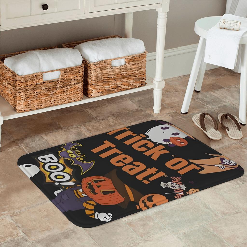 1PC HALLOWEEN Pattern Kitchen Rug Non-Slip Door Mat Pop Design Bathroom Rug Bath Mat Carpet for Home Sink Laundry Decor