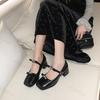 Fashion Women's Elegant Bow Designed Square Head Shallow Mouth Casual Mary Jane Shoes Autumn 2025 New Comfortable Versatile Single Shoes