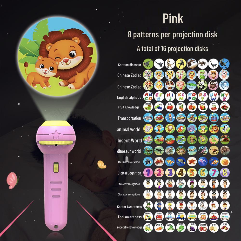 Children's Animal Projector Flashlight - Early Education Luminous Toy for Baby Picture Recognition and Cartoon Projection Gifts