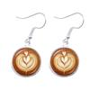Coffee Latte Carving Love Heart Art Drop Earrings Chocolate Printing Flower Charm Jewelry For Women Gift Wholesale