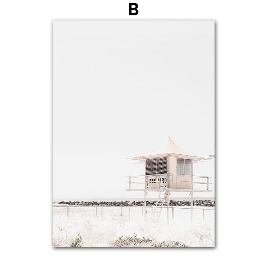 Weißer Strand Kürbis Vogel Blume Blätter Wand Kunst Leinwand Malerei Nordic Poster und Drucke Wand Bilder für Wohnzimmer Dekor