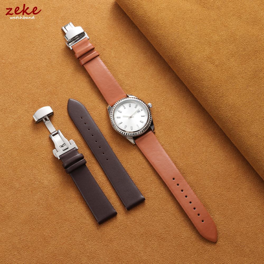 Ultra-Thin Genuine Leather Watch Band 12/14/16/17/18/19/20/21/22mm Soft Cowhide Strap Butterfly Buckle for Man Women Watchband