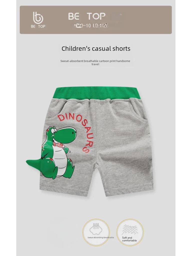 2025 Kinder Sommer Baumwollshorts mit 3D Dinosaurier Design