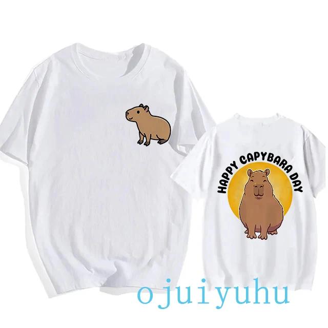 Fashion Capybara T Shirt Men/women EU Szie T-shirt Funny Capibara Harajuku Tees Tops Cartoon Mange Y2k 90s Grunge Tshirt Clothes