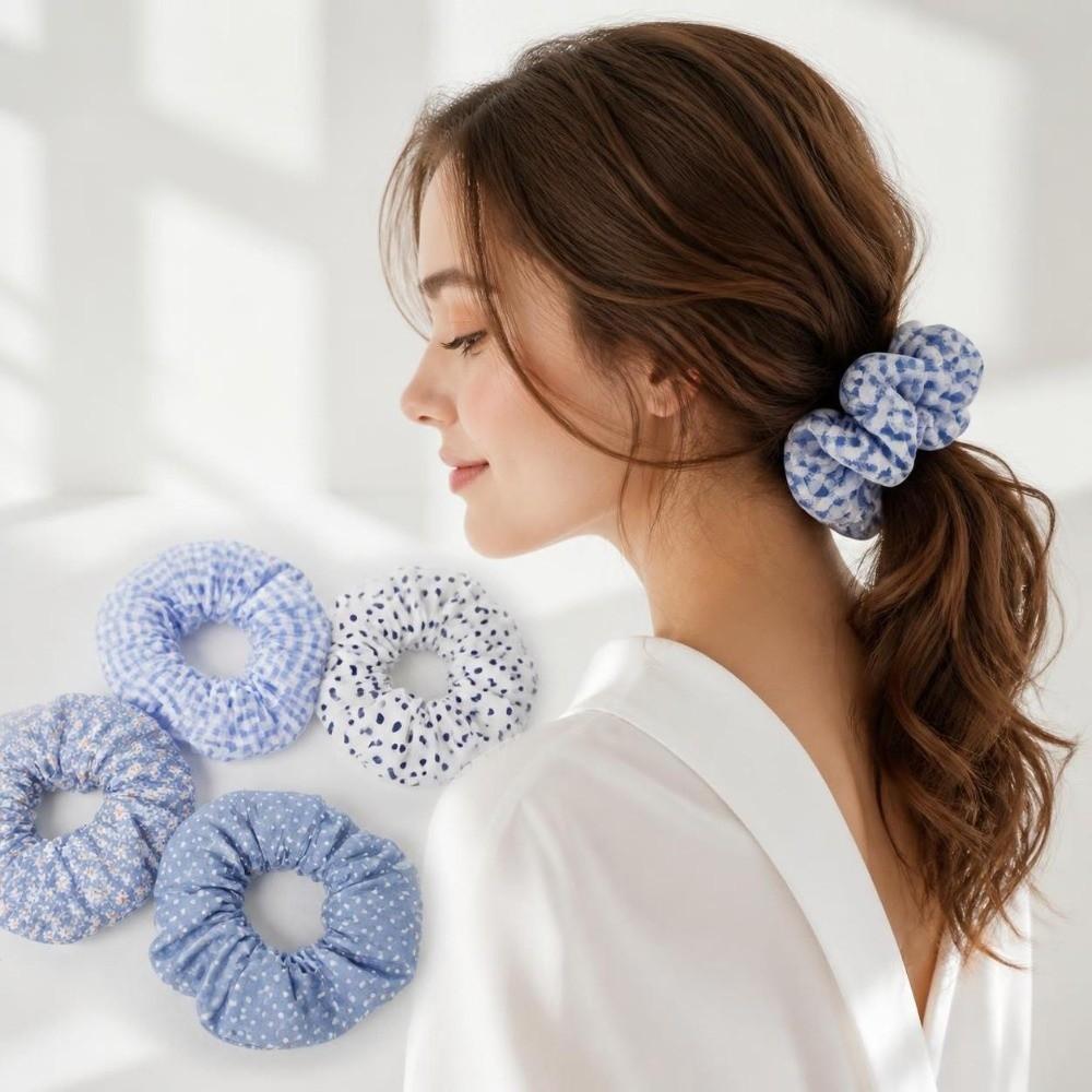 5pcs/set Elastic Floral Fabric Headbands Vintage Floral Ponytail Holder Scrunchie Hair Ties  Daily