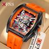 Oufanni Men's Waterproof Silicone Strap Barrel-Shaped Quartz Watch