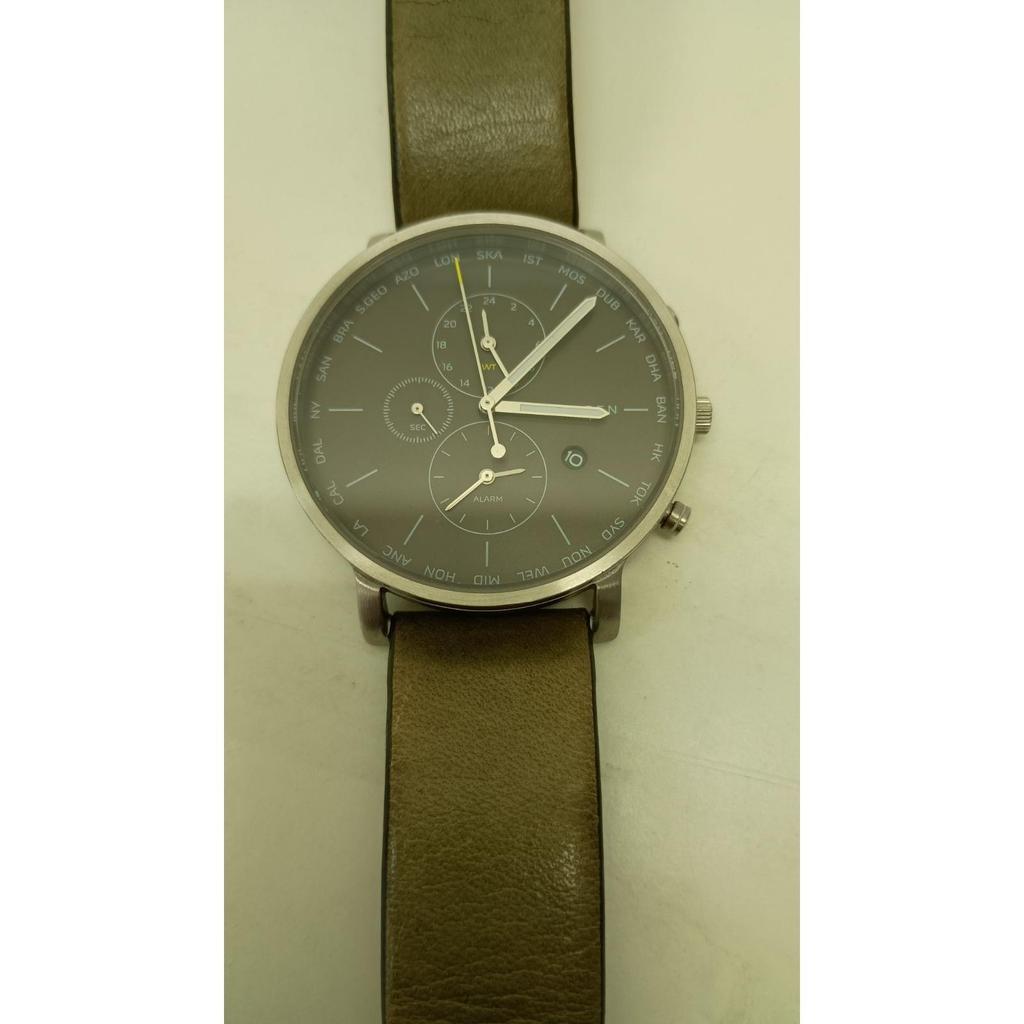 Used SKAGEN SKW6298 Watch Fudo Round Dial Black Silver Belt Leather Bronze Skagen Men's #A