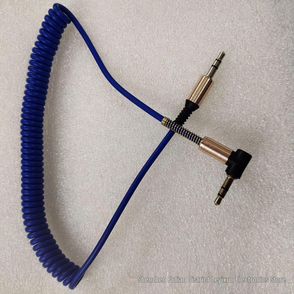 1,5m Einziehbares 3,5mm Klinke auf Klinke AUX Feder Audio-Kabel mit Winkel zu Geradem Stecker Design für Autoanschluss