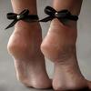 2Pc Women'S Sexy Leather Punk Foot Bow Set Jewelry Hand Accessories  Foot Accessories Fashion Decorative Strap