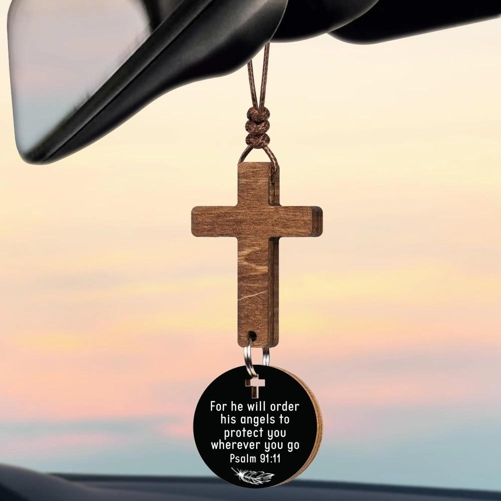 With Pendant Car Rearview Mirror Hanging Lightweight Keychain Ornament Bible Verse Charm Car Hanging Ornament