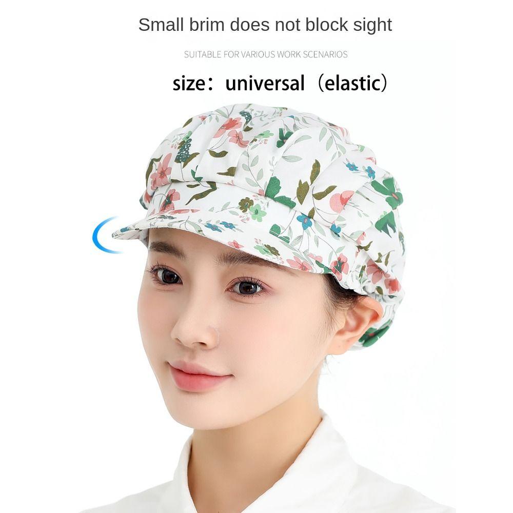 Cotton Chef Cap Flowers Potištěná hygienická čepice Prodyšná pracovní čelenka Kitchen