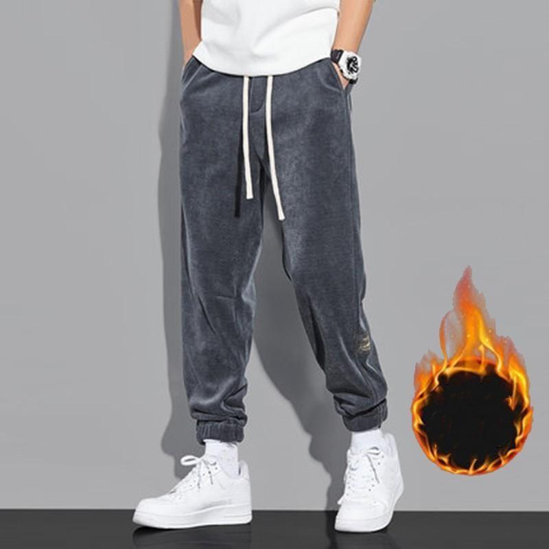 

Мужские осенне-зимние утепленные спортивные штаны с подкладкой из микроэластичного вельвета со средней посадкой XS темно-серого