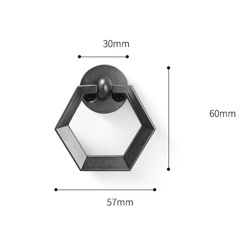 1pc Retro diamond rings wardrobe drawer single hole dark invisible door handle zinc alloy Nordic log wind