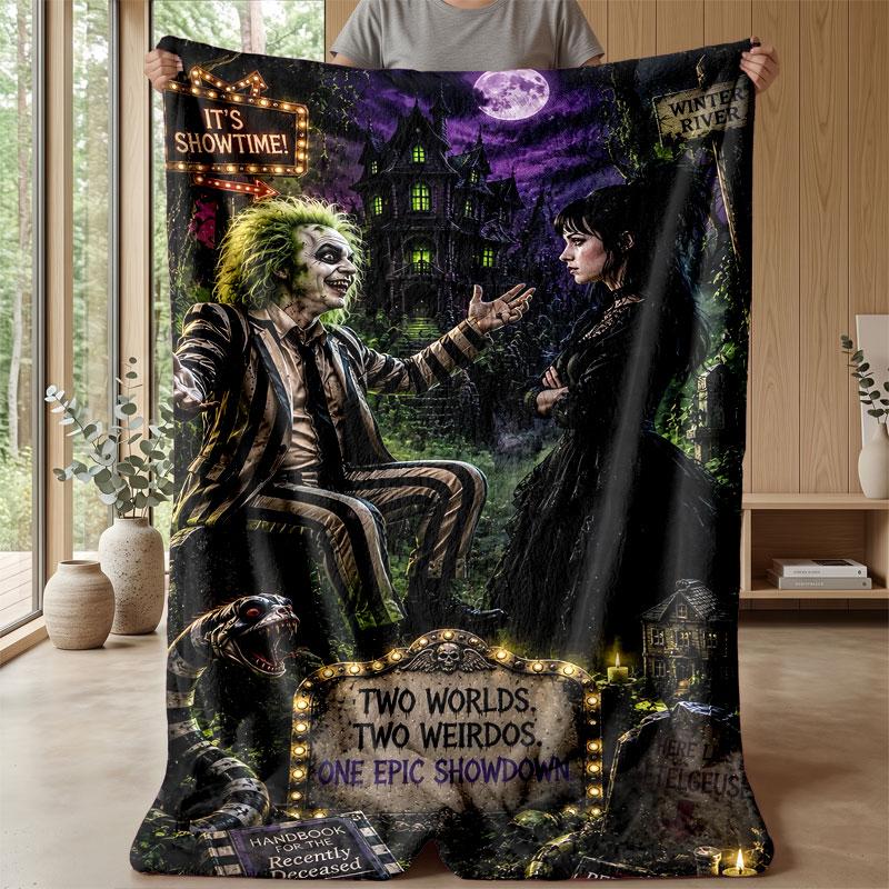 Soft Flannel Blanket Lightweight Cozy Bedroom Living Room CoverBeetlejuice Lydia Deetz