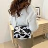 Chic 2024 Summer Cow Print Shoulder Bag Vintage Casual Small Square Bag