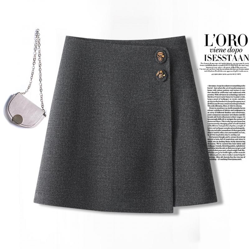 

2026 New Women s Gray Irregular Slit A-line Skirt - Slimming Petite Autumn/Winter Fashion 3XL (67.5-72.5 kg) сірий колір