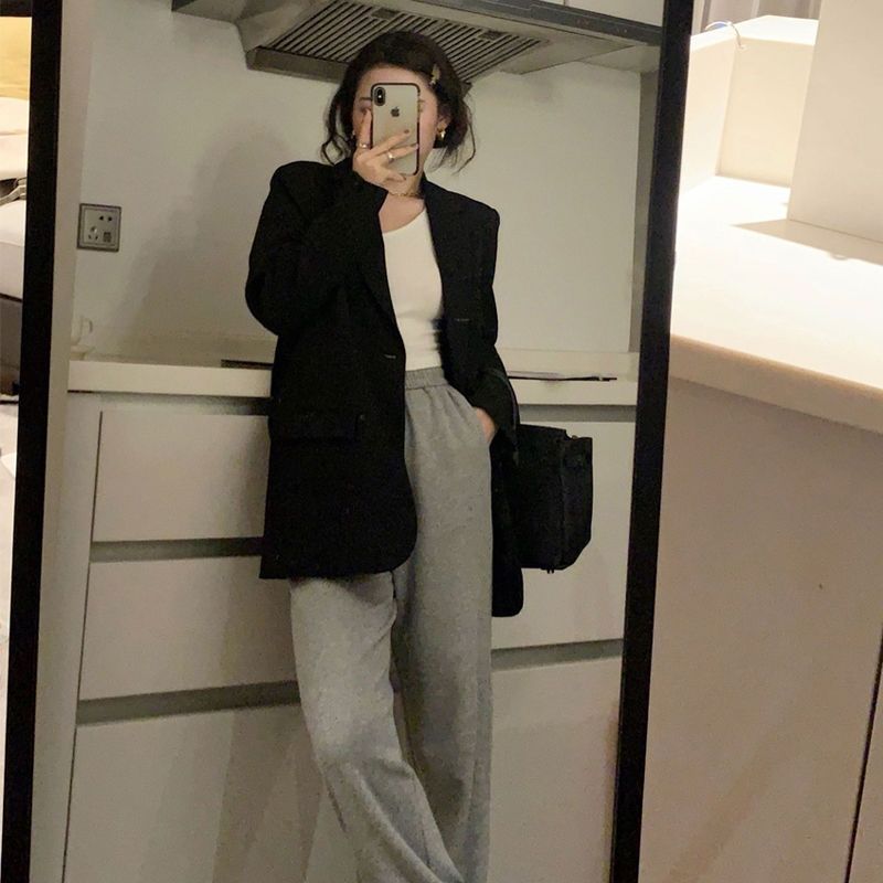 

Блейзеры однотонные на пуговицах, карманы, лацканы с надрезами, свободный крой, темпераментный, деловой кэжуал, элегантная мода, весна-лето, тонкая женская одежда S чёрный