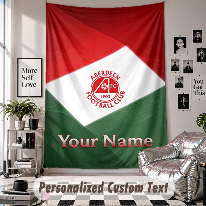 Custom Tapestry Wall Hanging, Aberdeen FC Personalized Name Text Home Wall Decor
