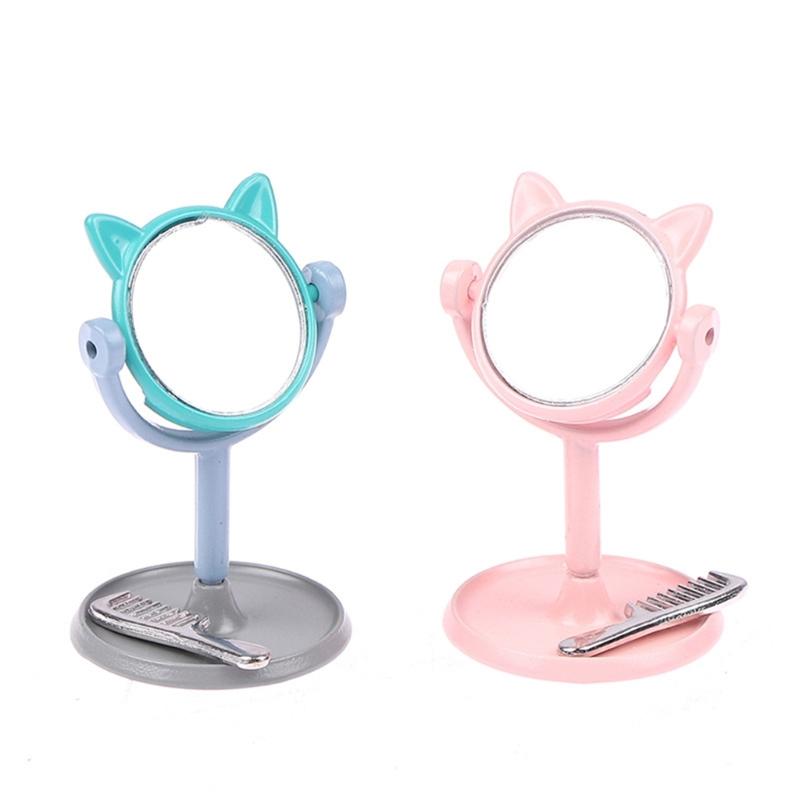1:12 Scale Doll House Miniature Vanity Mirror With Comb Set For Realistic Scene Setting Decoration Doll Accessories