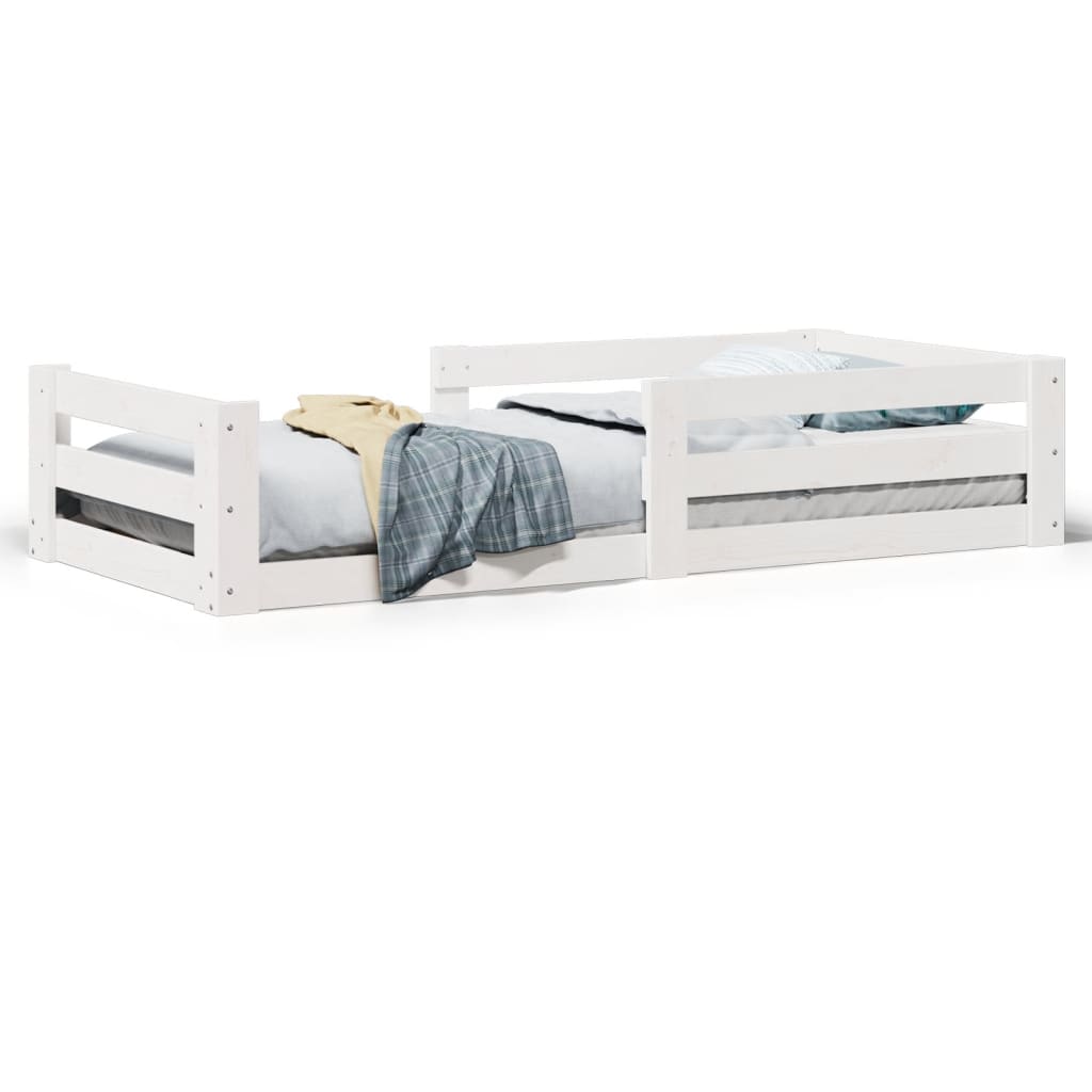 Vidaxl Bed Frame Without Mattress, White, 90X200 Cm, Solid Pine Wood