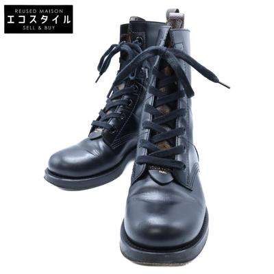 LOUIS VUITTON Metropolis Line Monogram Leather Ankle Lace-Up Short Boots Shoes 36 blackUsed