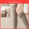 Thick Plush Pairs 2 Solid Lined Thigh High Stockings Warm Slim Fit Over The Knee Socks For Fall Winter Womens Stockings Hosiery