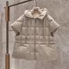 Autumn and winter short-sleeved down vest women's winter clothing new casual hooded white duck down inner drawstring waist jacket tide