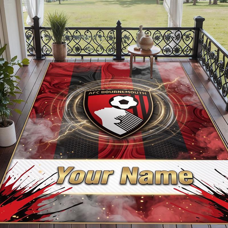 Custom Text Printed Rug Bournemouth Football Non Slip Floor Carpet For Home Room Decor