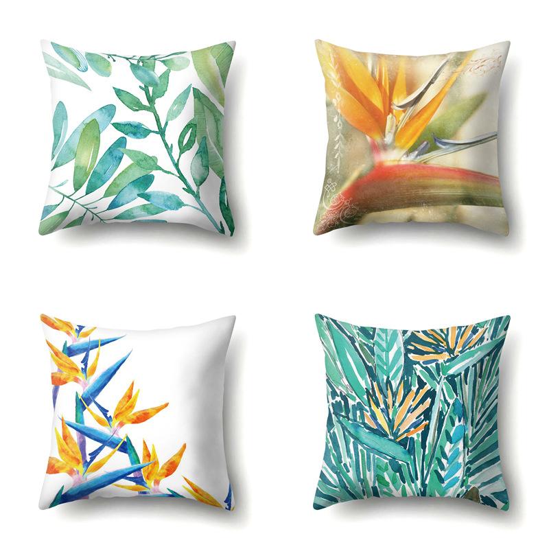 Polyester Pillowcase Plant Fresh Car Decoration Home Printed Pillowcase Sofa Cushion Cover