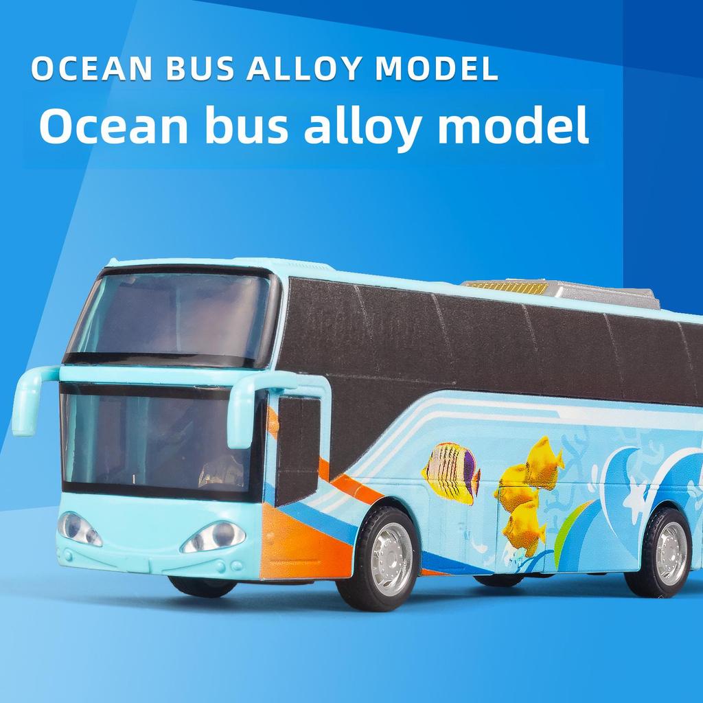 Alloy Passenger Bus Model with Sound, Light, and 5-Doors: Creative Decorative Toy