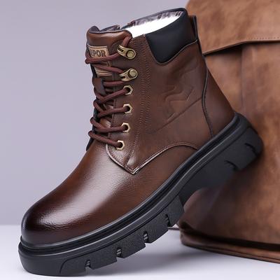 2024 Winter neue Herren High-Top Baumwollschuhe Herren dicksohlige Rundkopf Martin Stiefel Herren Samt warme Baumwollstiefel 66011