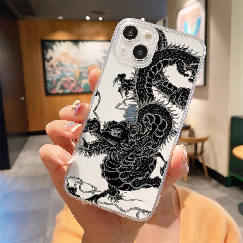 

Модний прозорий чохол для телефону Dragon для iPhone 14 13 11 12 Pro Max X XR XS 7 8 Plus SE М’який силіконовий чохол Luxury Coque Funda Capa iPhone XS Max