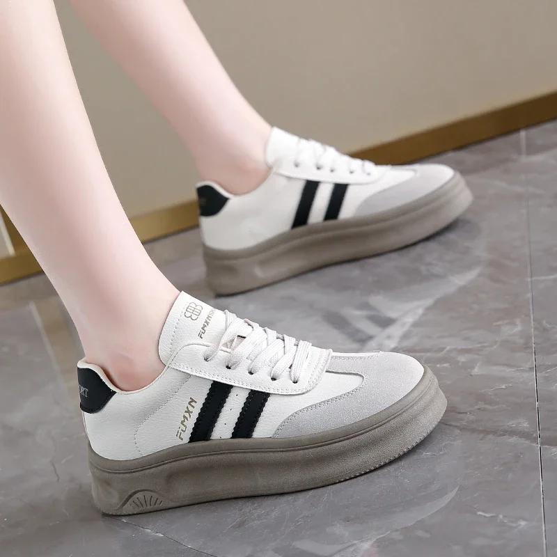 Brand new women's luxury flat shoes classic sneakers ladies leather vintage low top lace up casual round toe loafers